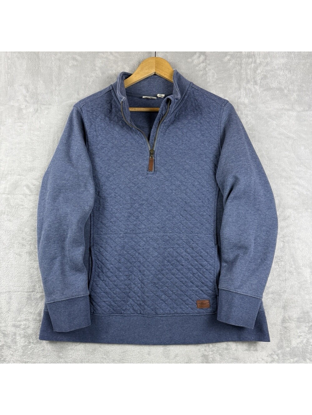L.L.Bean Women Blue Quilted Quarter Zip Pullover Sweatshirt Large Petite Casual